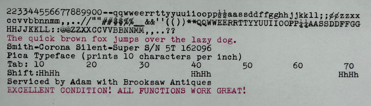 Excellent! Serviced 1954 Smith-Corona Silent-Super Vintage Portable Typewriter