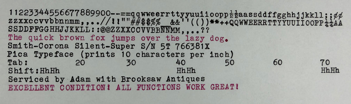 Excellent! Serviced 1960 Smith-Corona Silent-Super Vintage Portable Typewriter