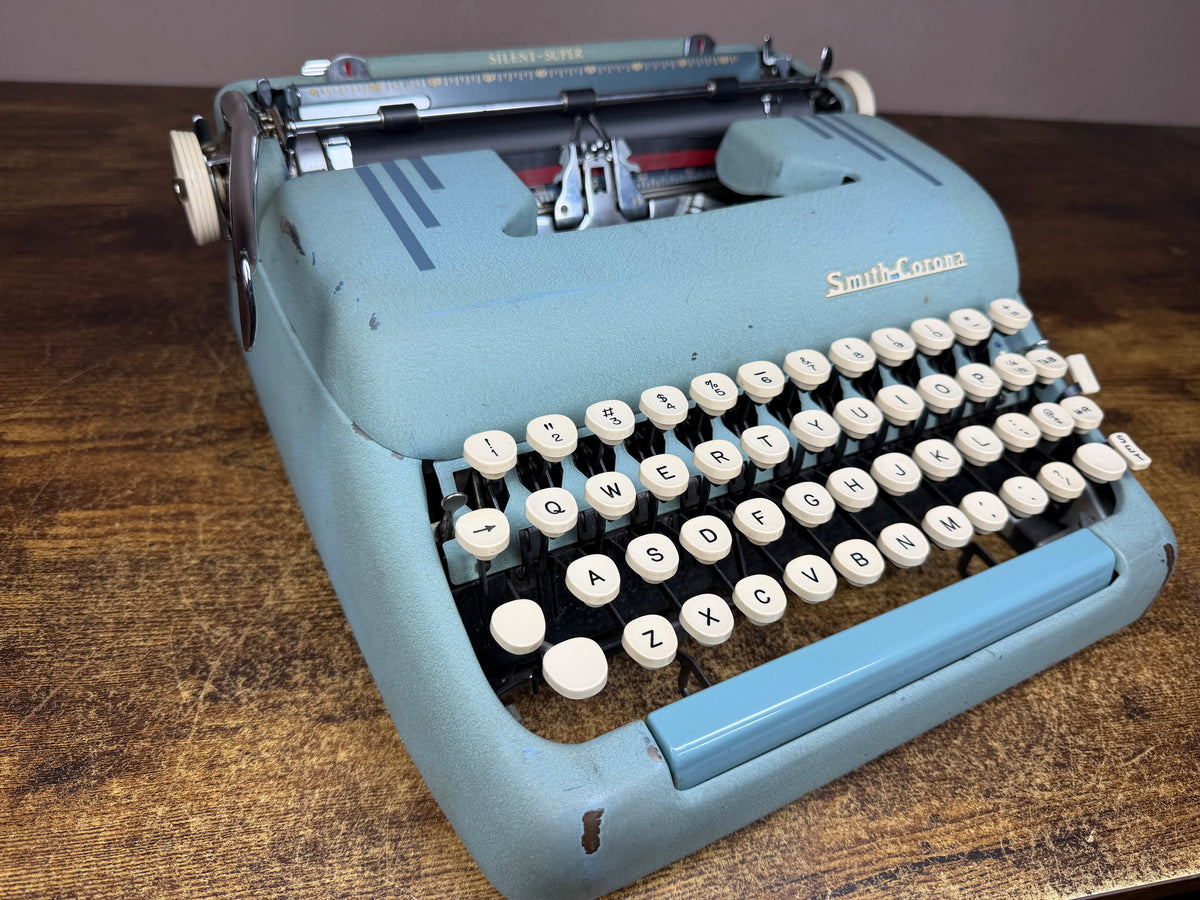Serviced 1956 Smith-Corona Silent-Super Alpine Blue Vintage Portable Typewriter