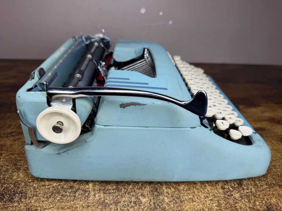 Serviced 1956 Smith-Corona Silent-Super Alpine Blue Vintage Portable Typewriter