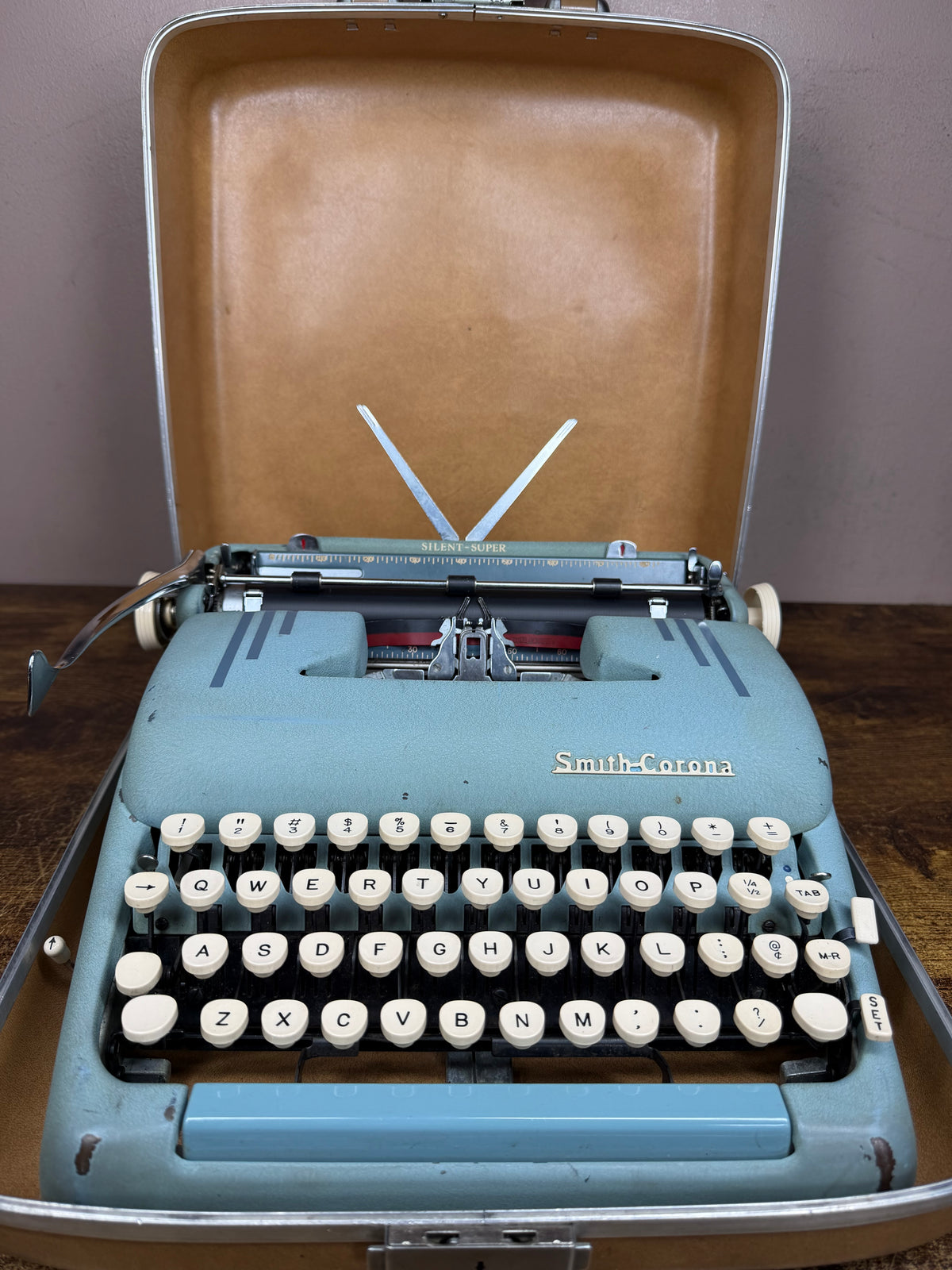 Serviced 1956 Smith-Corona Silent-Super Alpine Blue Vintage Portable Typewriter