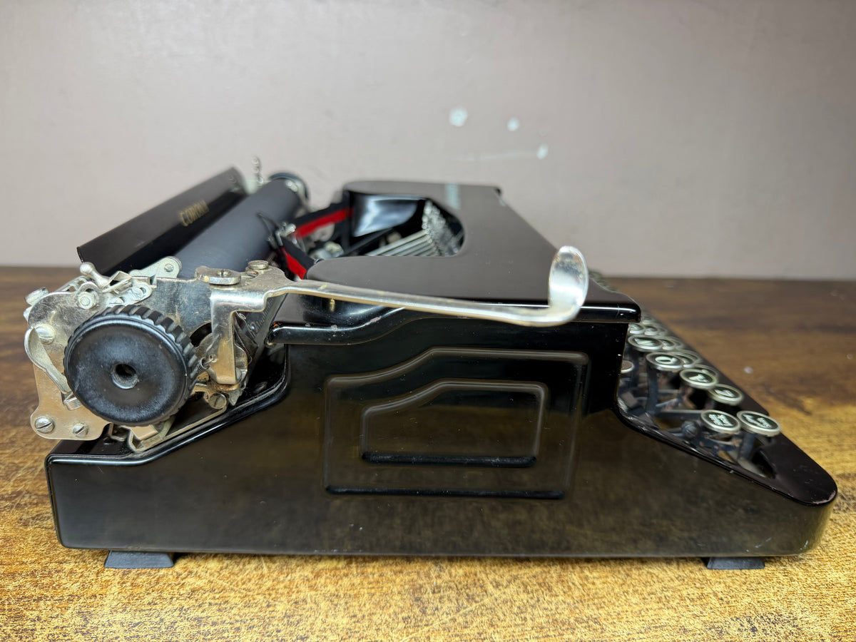 Beautiful! Serviced 1939 Corona Standard Flat Top Glossy Typewriter New Platen