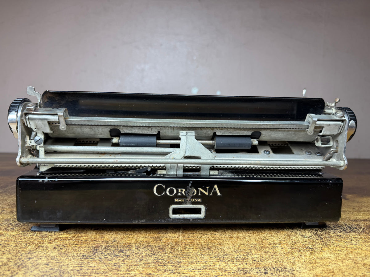Beautiful! Serviced 1939 Corona Standard Flat Top Glossy Typewriter New Platen