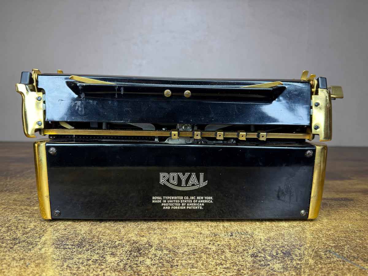 24-Karat Gold-Plated Royal Quiet De Luxe Fully Functional Serviced Vintage Portable Typewriter Elite