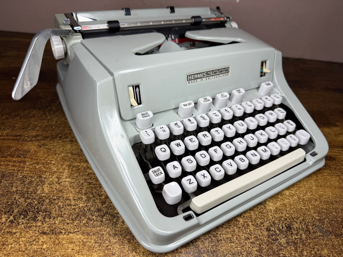 Excellent! Serviced Cursive/Script 1969 Hermes 3000 Vintage Portable Typewriter