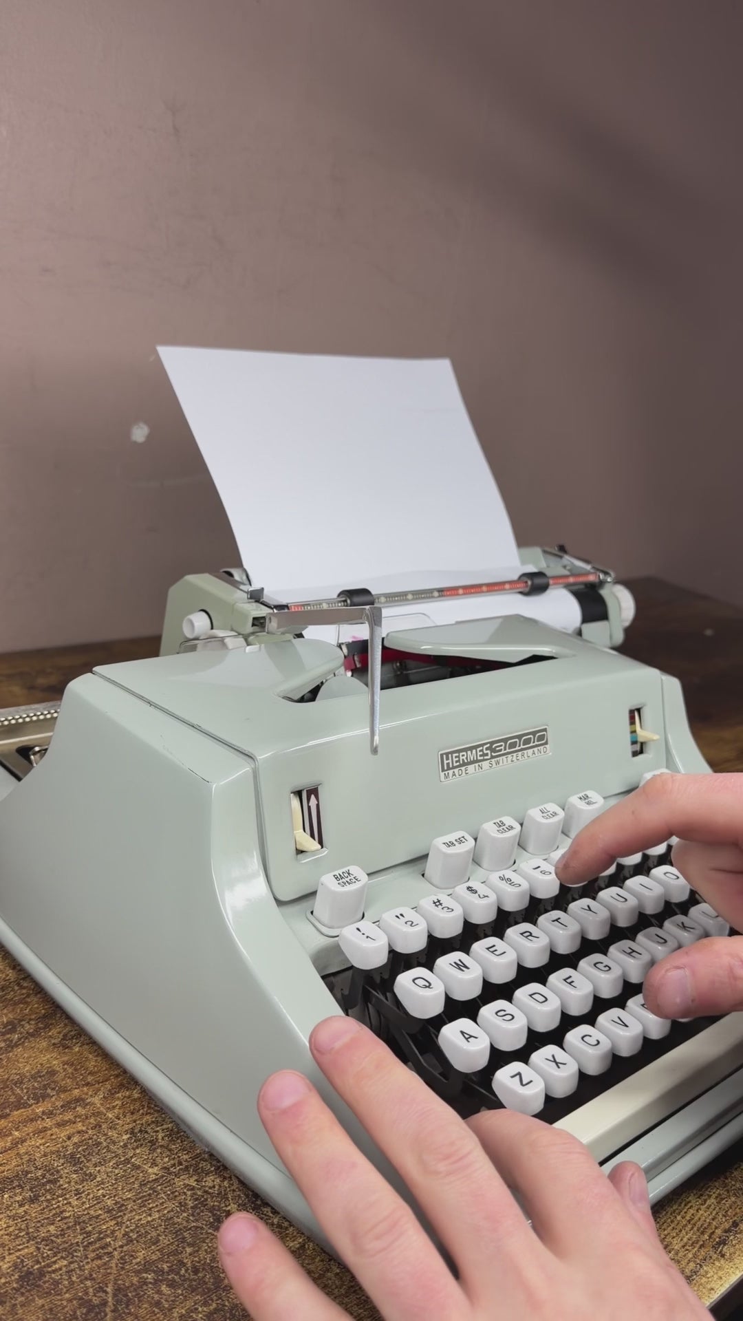 Excellent! Serviced Cursive/Script 1969 Hermes 3000 Vintage Portable Typewriter