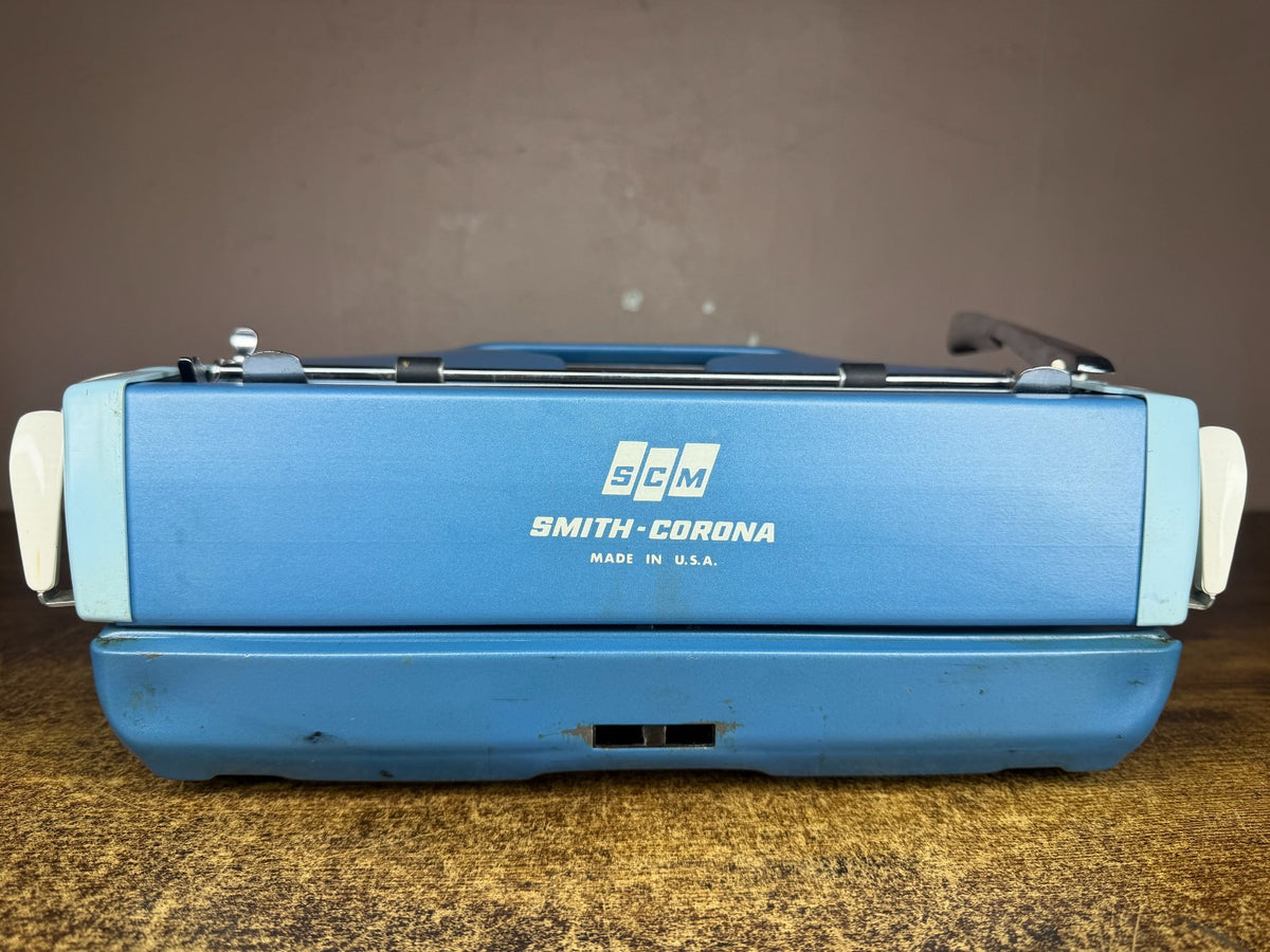 Excellent! Serviced 1974 Smith-Corona Sterling Blue Vintage Portable Typewriter
