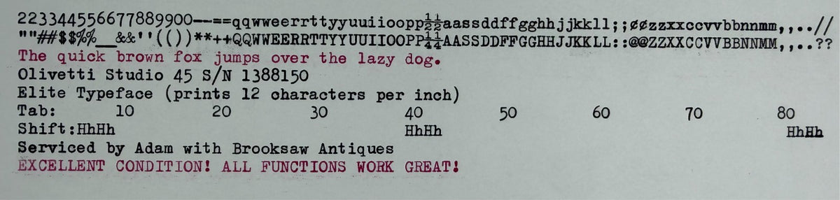 Excellent! Serviced 1969 Olivetti Studio 45 Vintage Portable Typewriter Elite