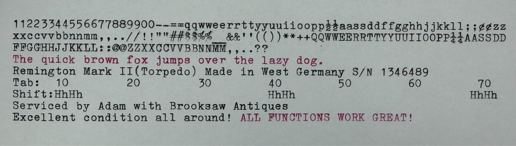 Excellent 1965 Serviced Remington Mark 2 Torpedo Typewriter Made in West Germany