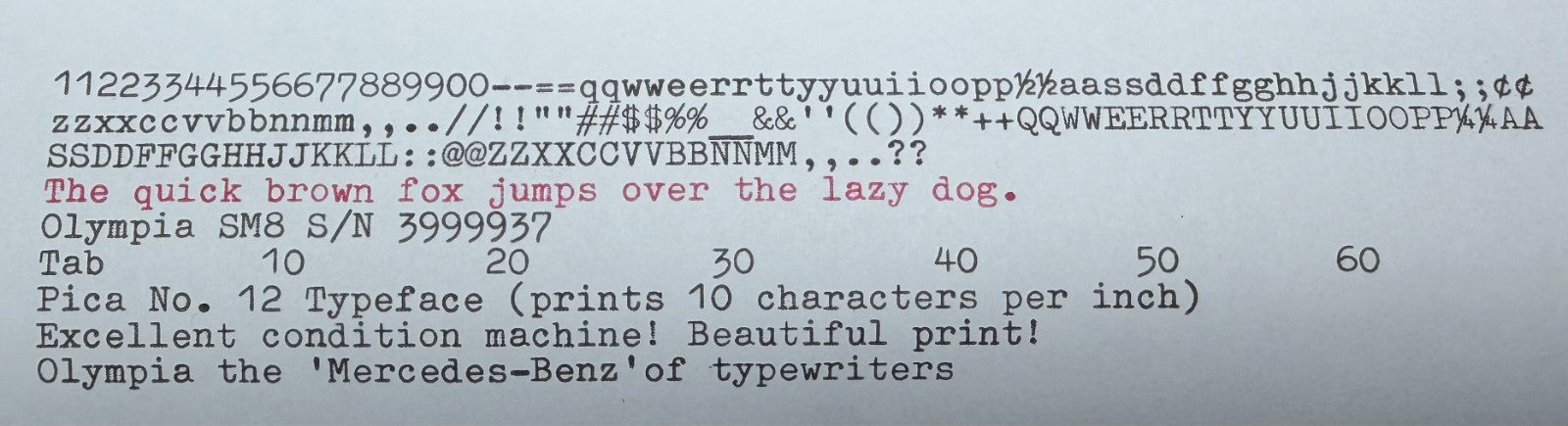 Excellent! Serviced 1970 Olympia SM8 Vintage Portable Typewriter Pica No.12 Font