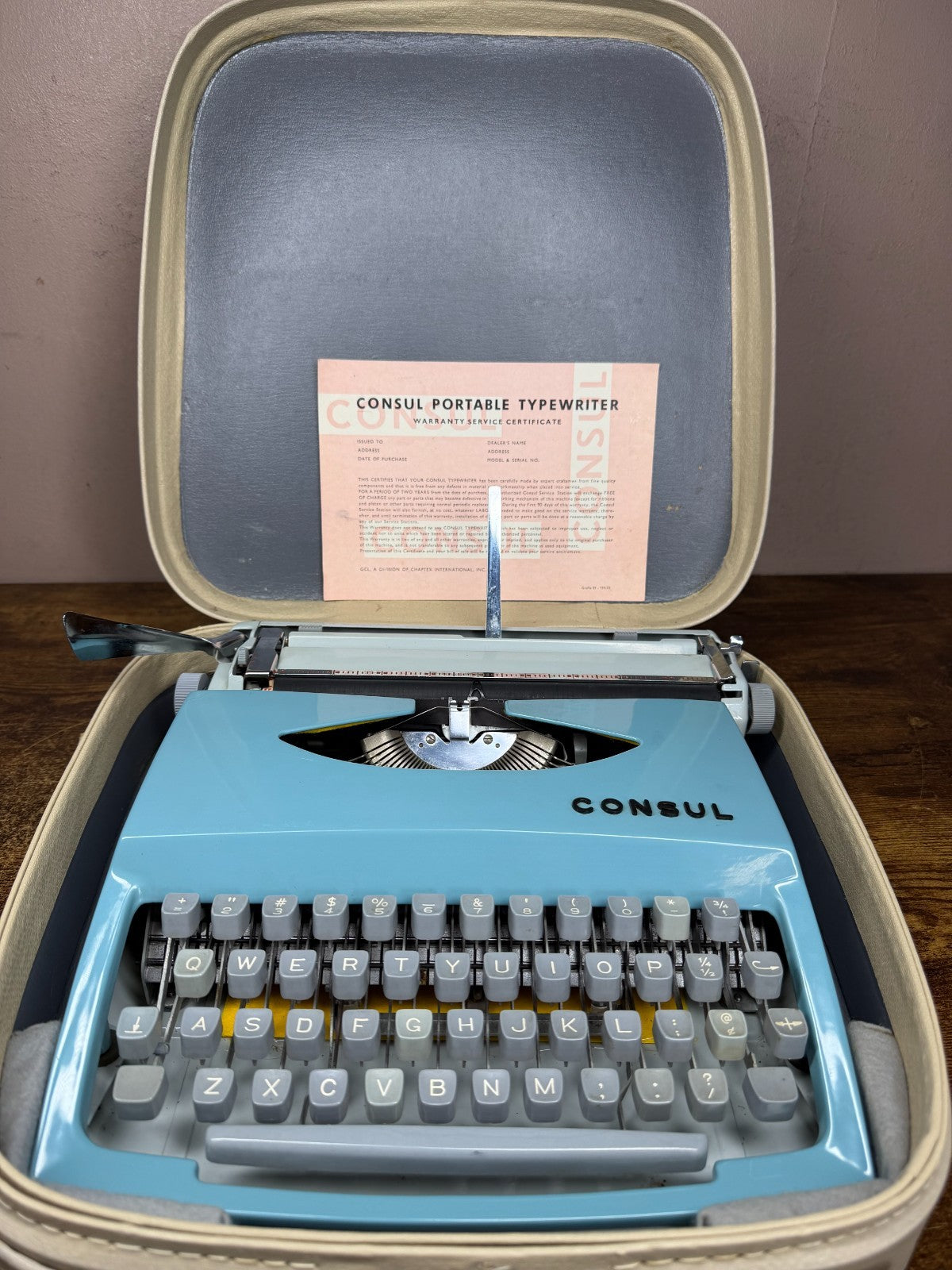 Nice! Serviced 1972 Consul 231.3 Blue Vintage Ultra-Portable Typewriter