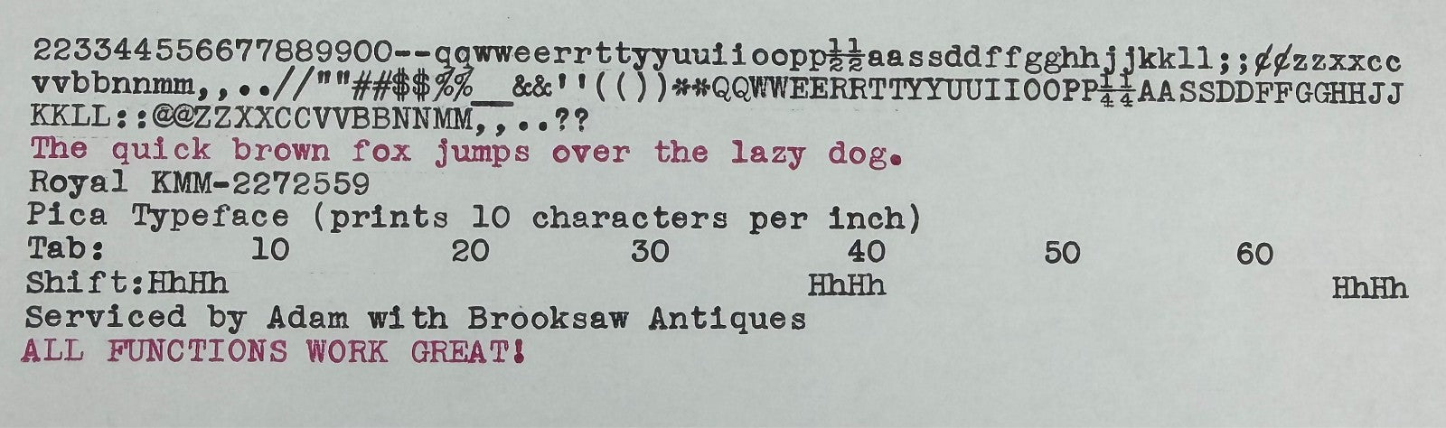 Nice! Serviced 1938 Royal KMM Vintage Desktop Typewriter