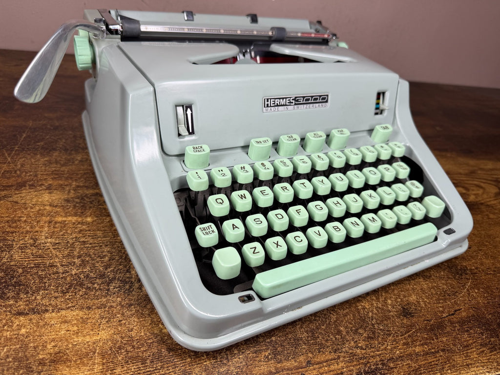 Excellent Serviced 1966 Cursive/Script Hermes 3000 Typewriter w New Platen 13CPI