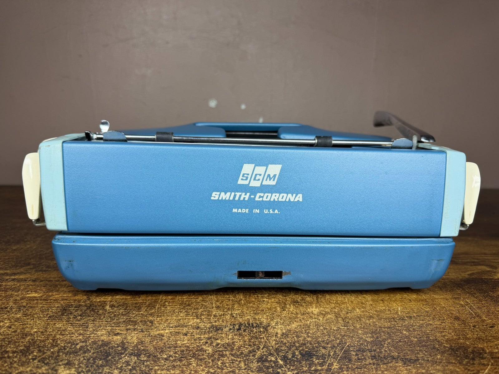 Nice! Serviced 1972 Smith-Corona Sterling Blue Vintage Portable Typewriter