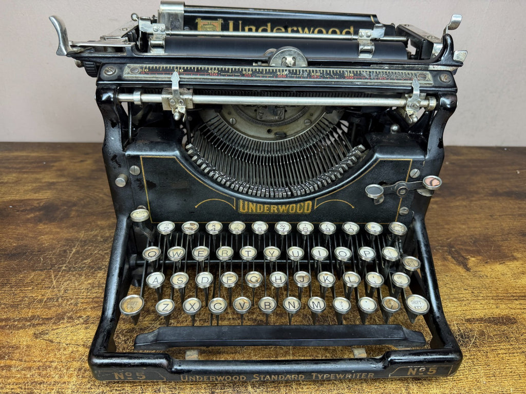 Serviced 1923 Underwood No.5 Antique Typewriter New Platen, Feet, Rollers