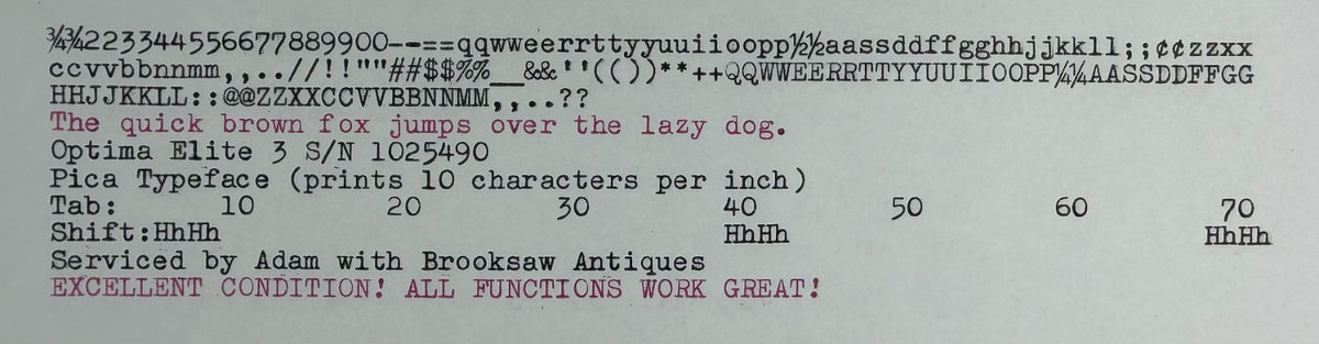 Excellent! Serviced 1958 Optima Elite 3 Vintage Portable Typewriter Pica