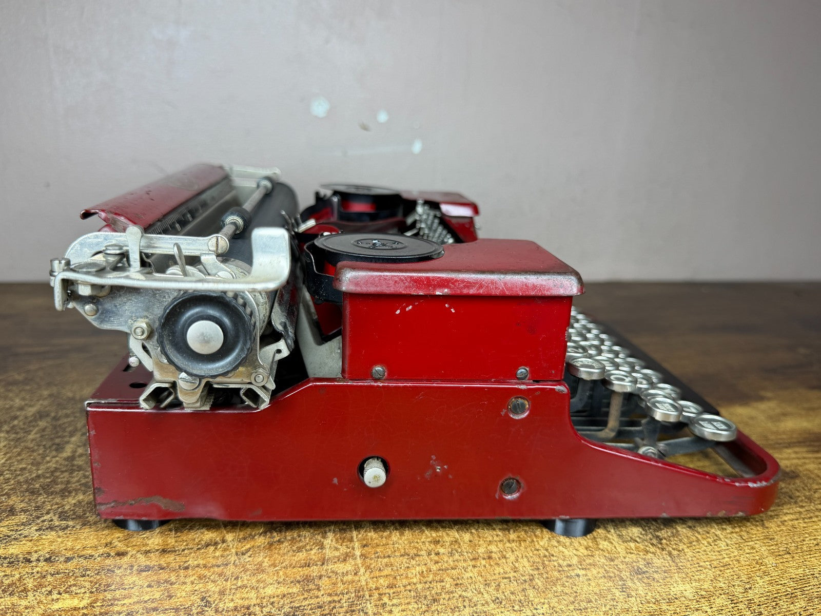 Nice! Serviced 1927 Royal P Model Glossy Red Antique Portable Typewriter