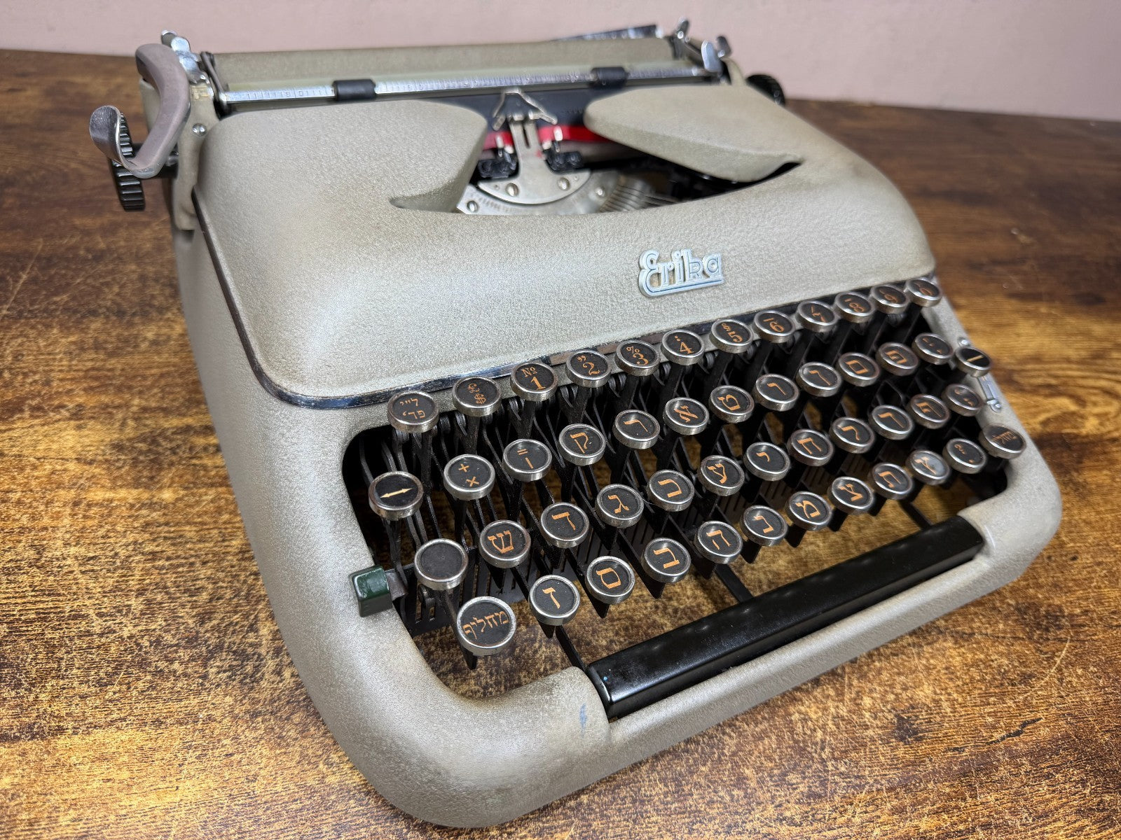 Serviced 1962 Erika Model 10 Hebrew Layout Vintage Portable Typewriter