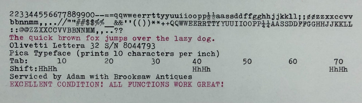 Excellent! Serviced 1974 Olivetti Lettera 32 Vintage Ultra-Portable Typewriter