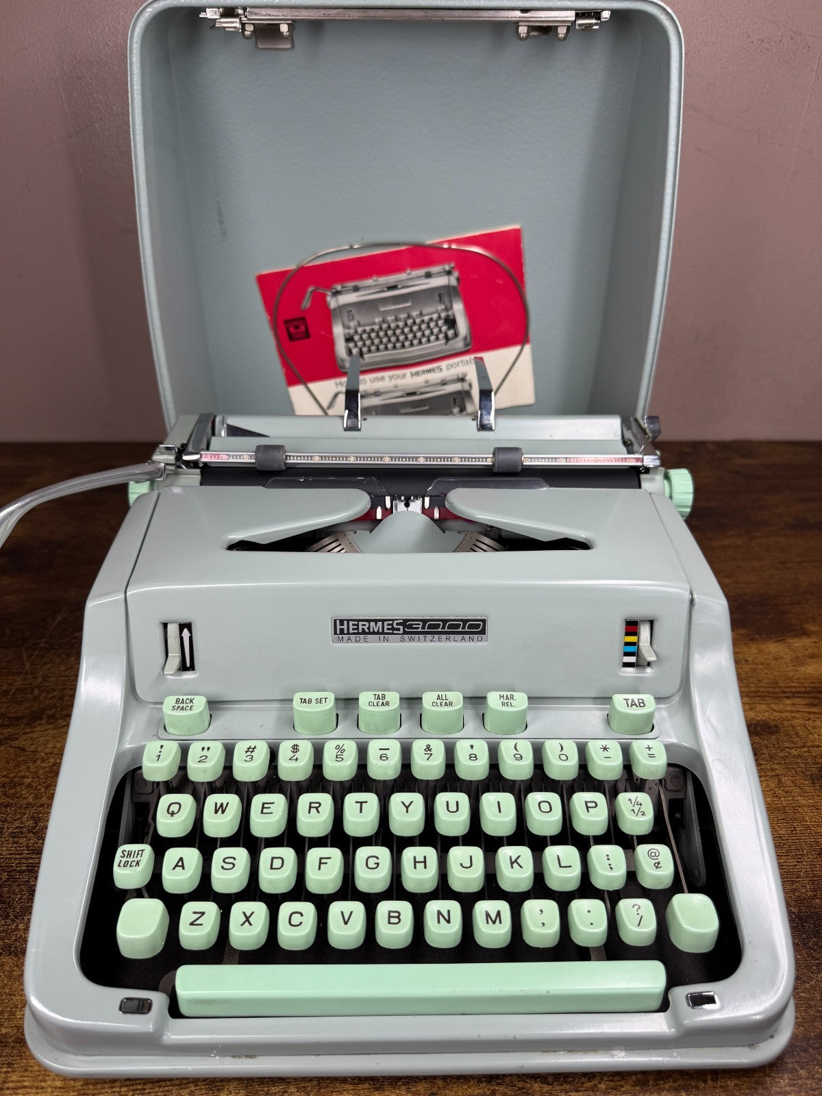 Excellent Serviced 1966 Cursive/Script Hermes 3000 Typewriter w New Platen 13CPI