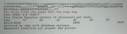 Excellent! Serviced 1958 Voss ST24 Typewriter w Italic Typeface & New Platen