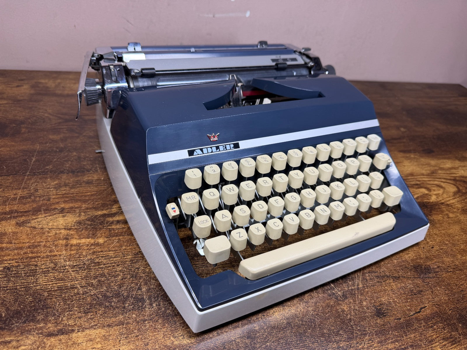 Excellent! Serviced Adler J5 Blue Vintage Portable Typewriter (Elite)