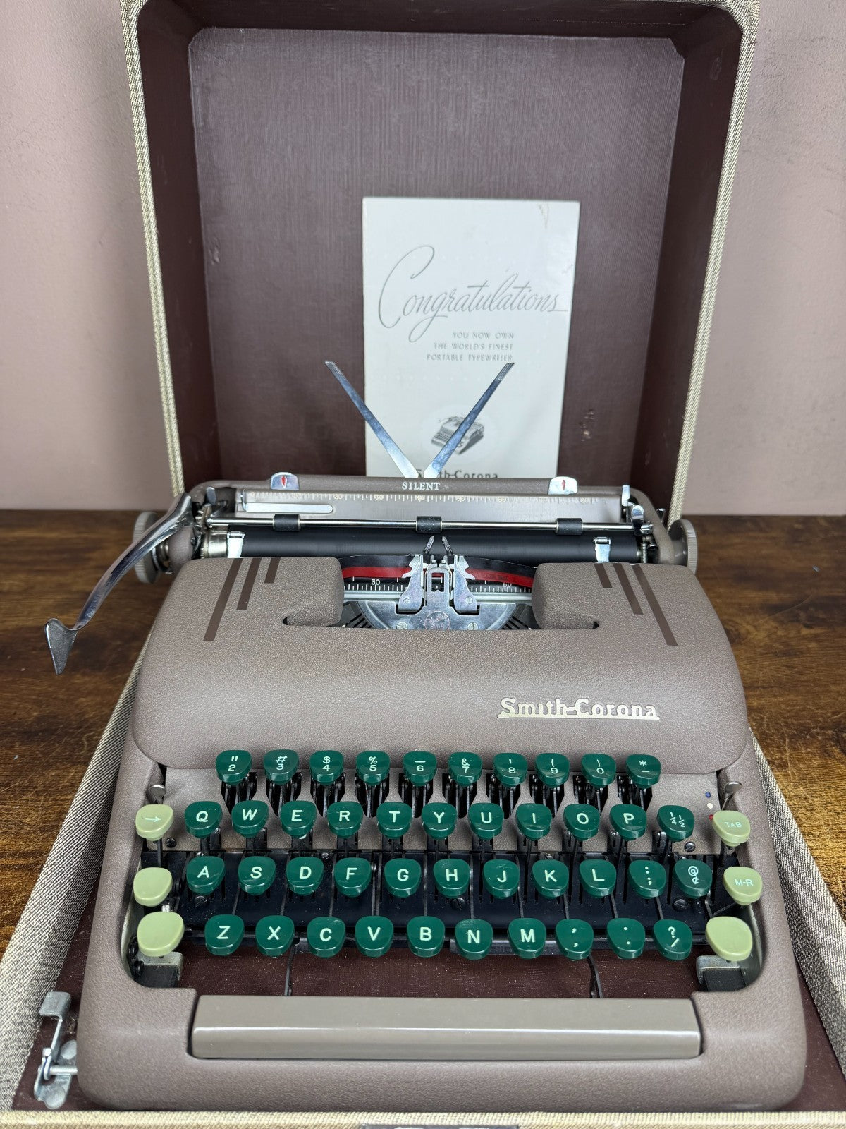 Excellent! Serviced 1951 Smith-Corona Silent Portable Typewriter New Platen