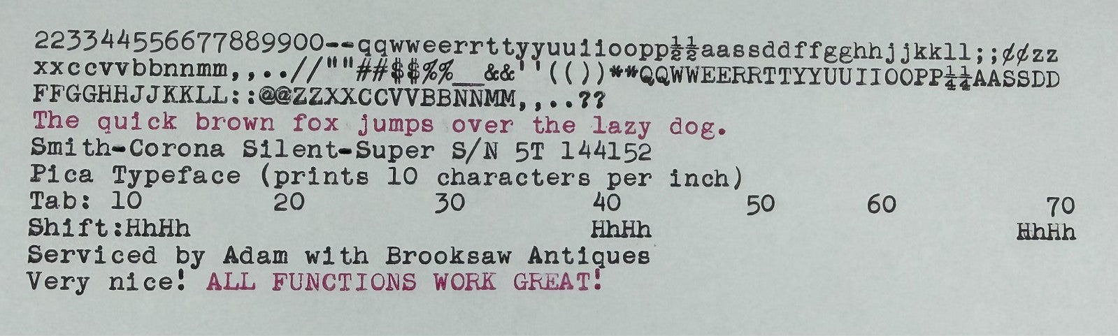 Nice! Serviced 1954 Smith-Corona Silent-Super Vintage Portable Typewriter