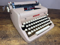 Nice! Serviced 1957 Royal Quiet De Luxe Tan Crinkle Typewriter Book Typeface