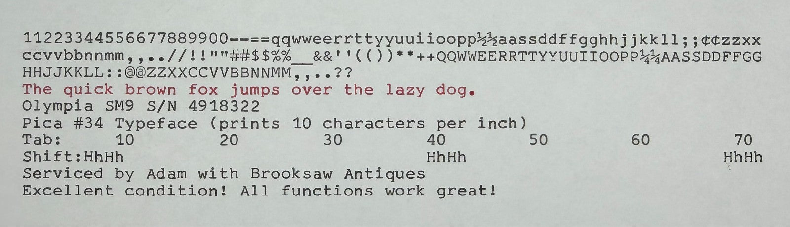 Excellent! Serviced 1975 Olympia SM9 Wide Carriage Vintage Typewriter Pica No.34