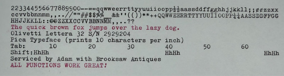 Serviced 1967 Olivetti Lettera 32 Vintage Ultra-Portable Typewriter