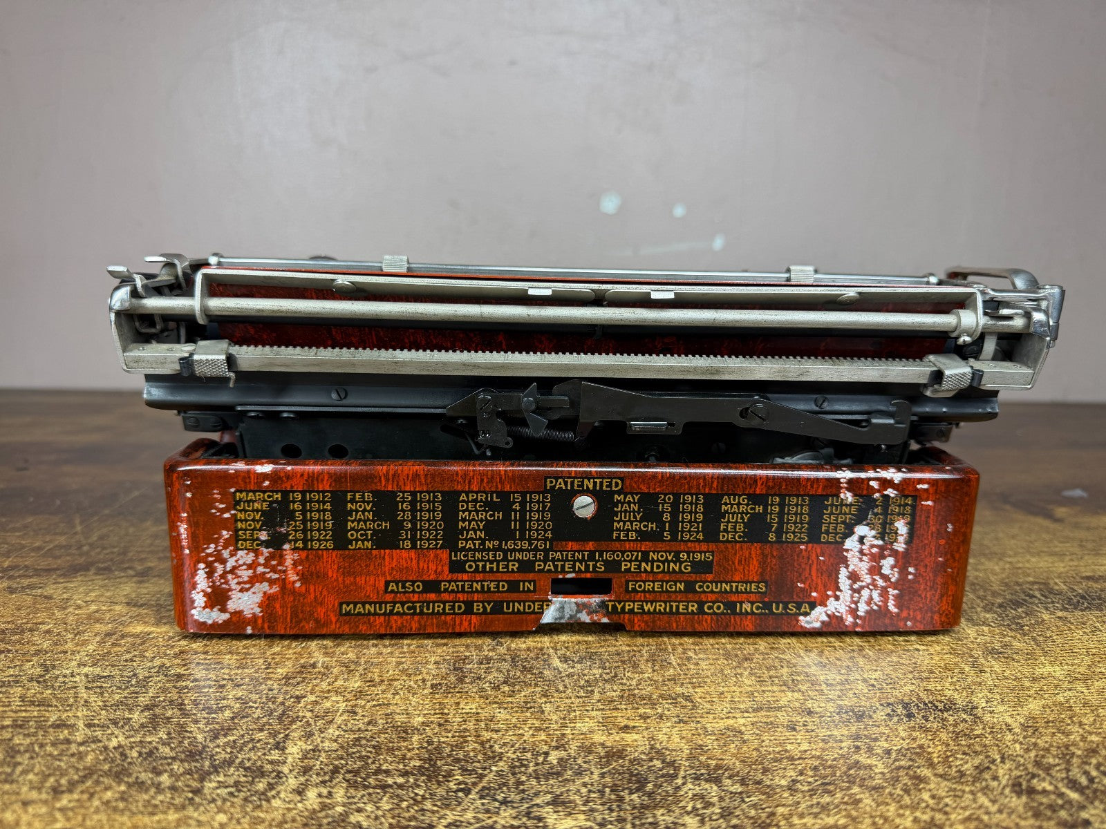 Serviced 1928 Underwood 4 Bank Red Woodgrain Typewriter New Platen Elite