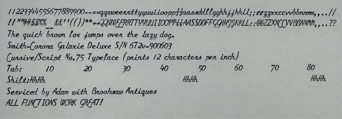 Cursive/Script No75 Serviced 1966-72 Smith-Corona Galaxie Deluxe Blue Typewriter