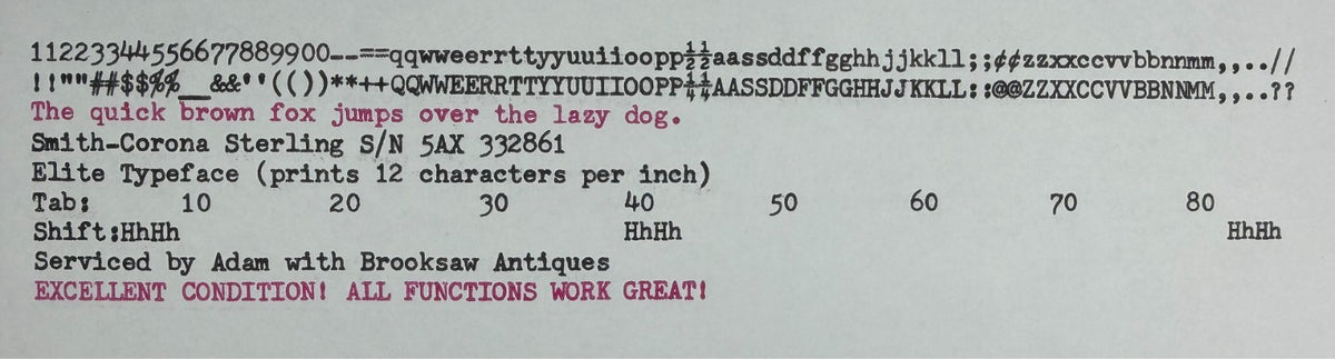 Excellent! Serviced 1965 Smith-Corona Sterling Starmist Blue Typewriter Elite