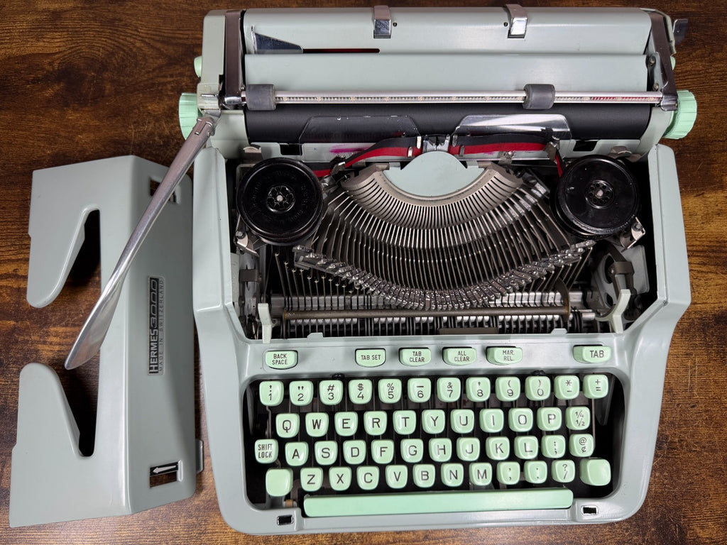 Excellent Serviced 1966 Cursive/Script Hermes 3000 Typewriter w New Platen 13CPI