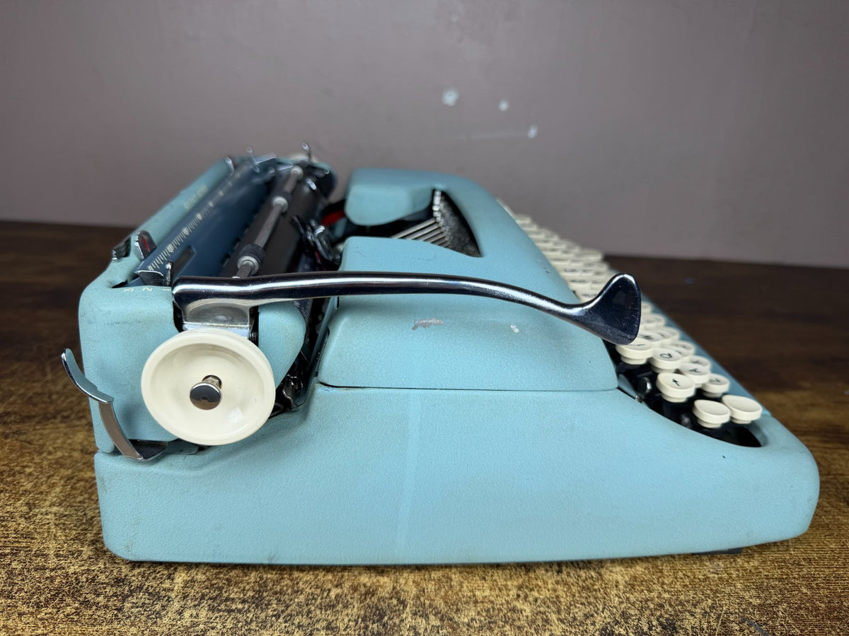 Nice! Serviced 1957 Smith-Corona Silent-Super Alpine Blue Portable Typewriter