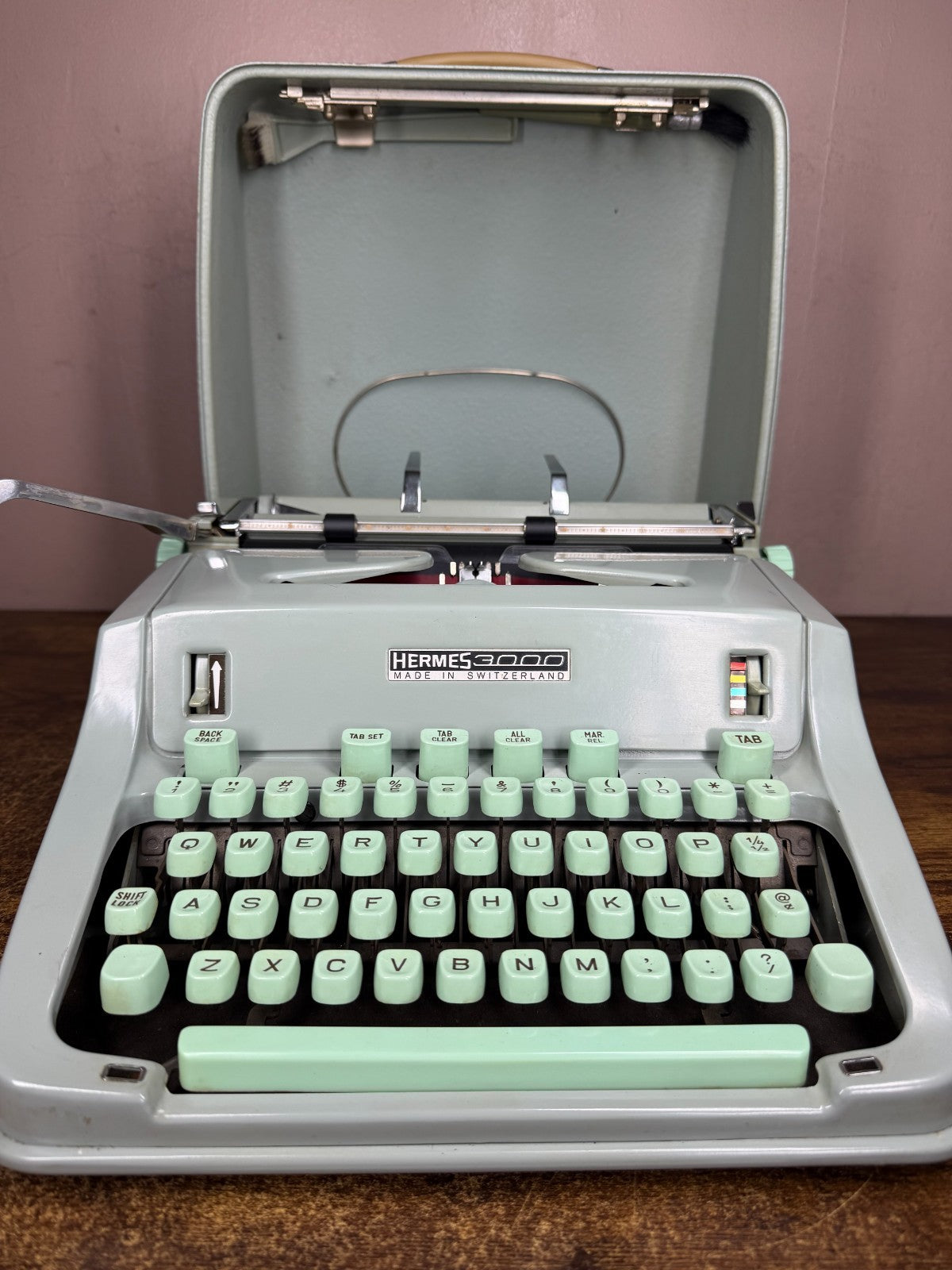 Nice! Serviced 1966 Hermes 3000 Vintage Portable Typewriter New Platen Elite