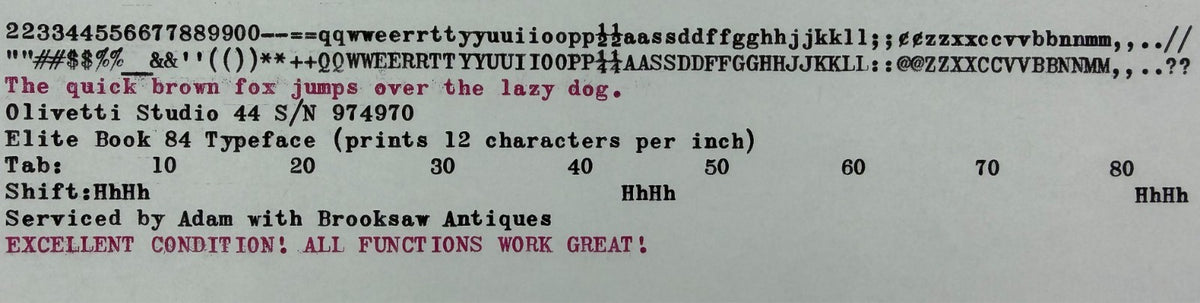 Excellent 1967 Serviced Olivetti Studio 44 Typewriter Elite Book No.84 Font