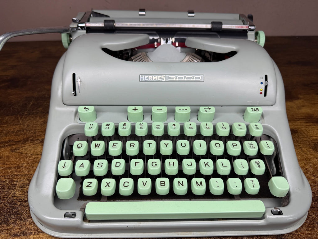 Excellent Serviced 1962 Cursive/Script Hermes 3000 Typewriter w New Platen 13CPI