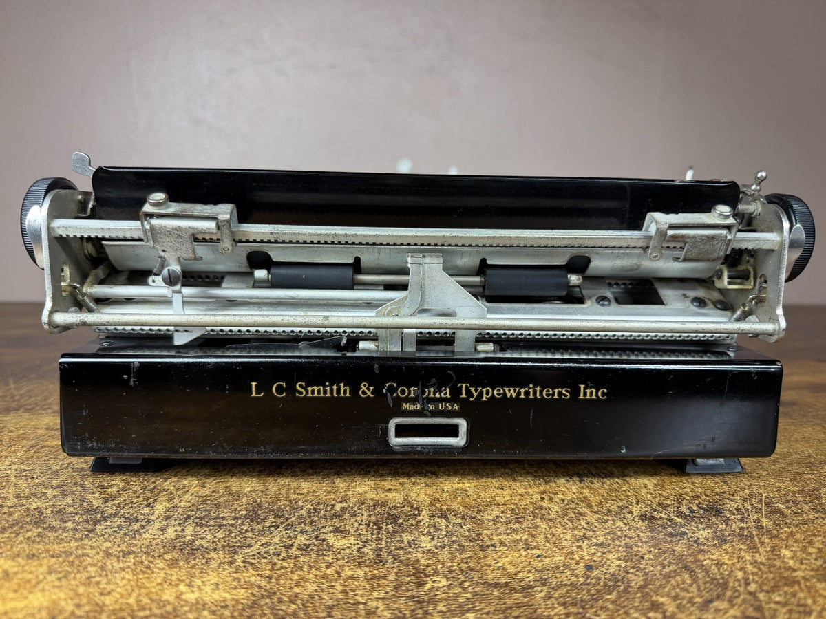 Beautiful! Serviced 1939 Corona Standard Glossy Black Typewriter New Platen