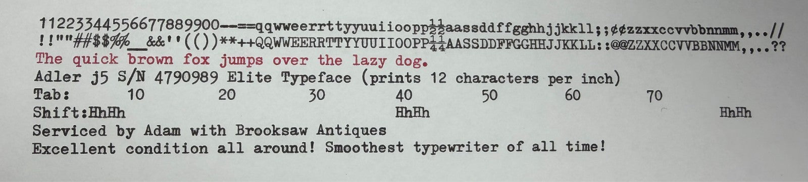 Excellent! Serviced Adler J5 Blue Vintage Portable Typewriter (Elite)