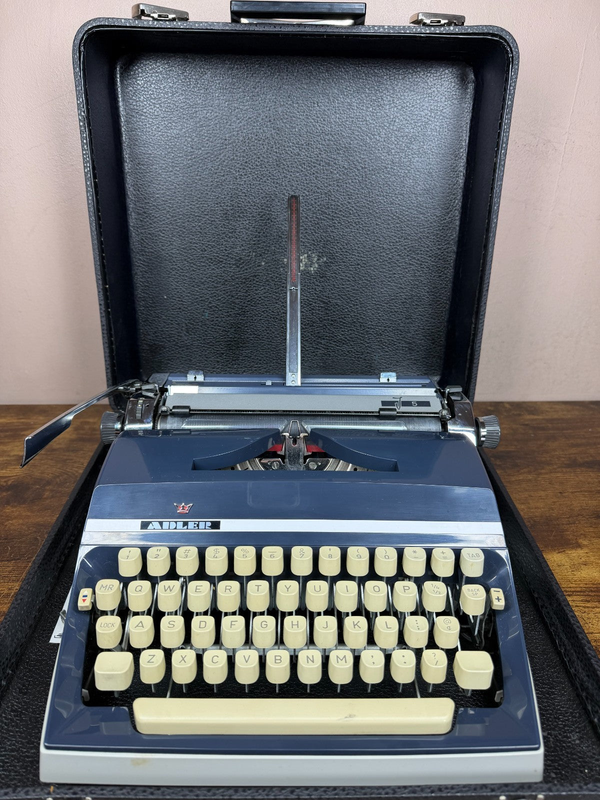 Excellent! Serviced Adler J5 Blue Vintage Portable Typewriter (Elite)