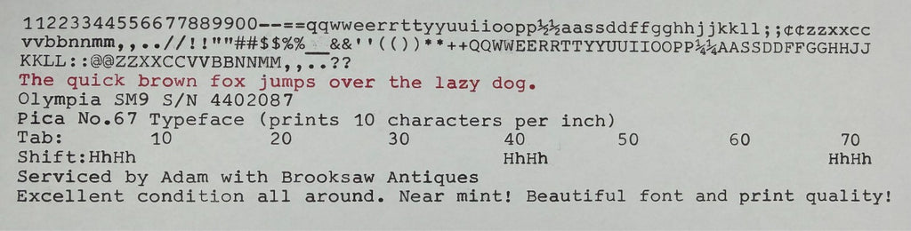 Near Mint! Serviced 1971 Olympia SM9 Portable Typewriter Modern Pica No.67 Font