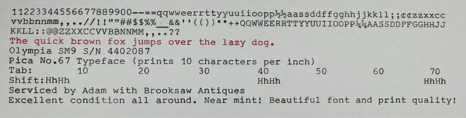 Near Mint! Serviced 1971 Olympia SM9 Portable Typewriter Modern Pica No.67 Font