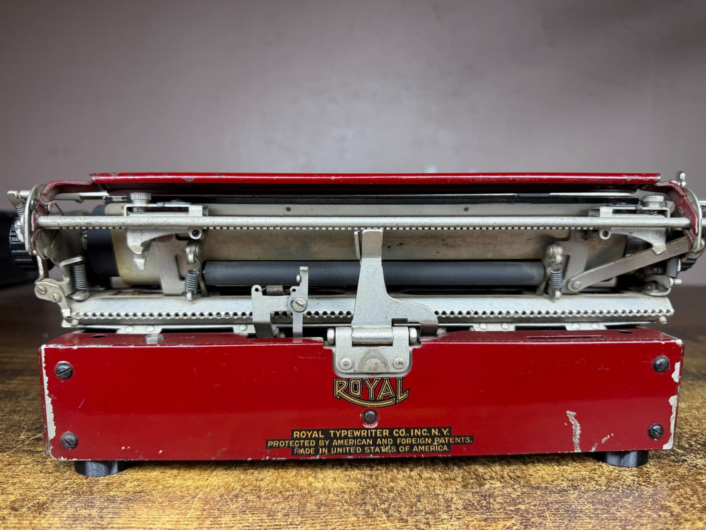 Nice! Serviced 1927 Royal P Model Glossy Red Antique Portable Typewriter