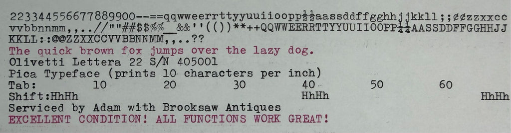 Excellent Serviced 1956 Olivetti Lettera 22 Ultra-Portable Typewriter New Platen