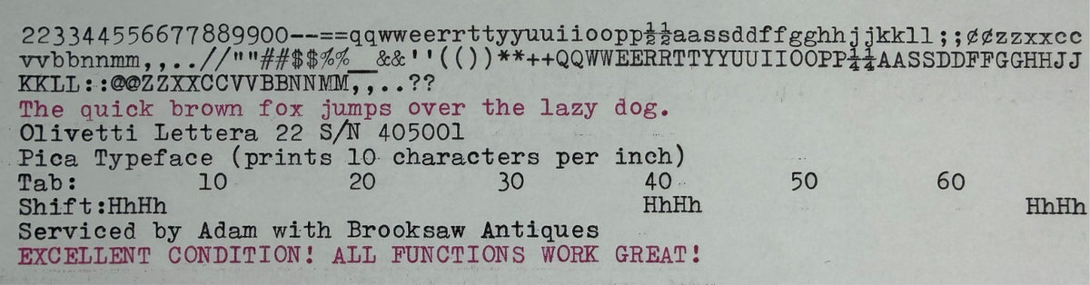Excellent Serviced 1956 Olivetti Lettera 22 Ultra-Portable Typewriter New Platen