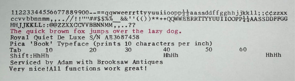 Nice! Serviced 1957 Royal Quiet De Luxe Tan Crinkle Typewriter Book Typeface