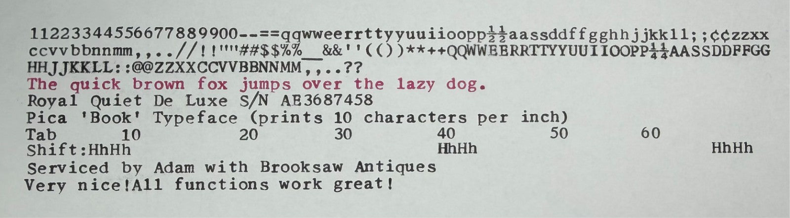 Nice! Serviced 1957 Royal Quiet De Luxe Tan Crinkle Typewriter Book Typeface