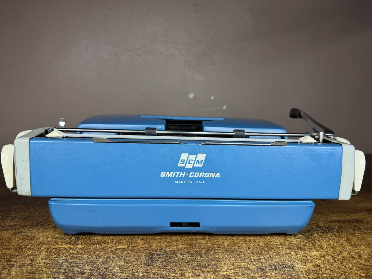 Excellent Serviced 1975 Smith-Corona Galaxie 12 Blue Vintage Portable Typewriter
